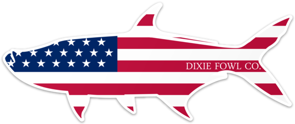 "Old Glory Tarpon" - Dixie Fowl Co Decal - 8" x 3.5" - Dixie Fowl Company - Decal