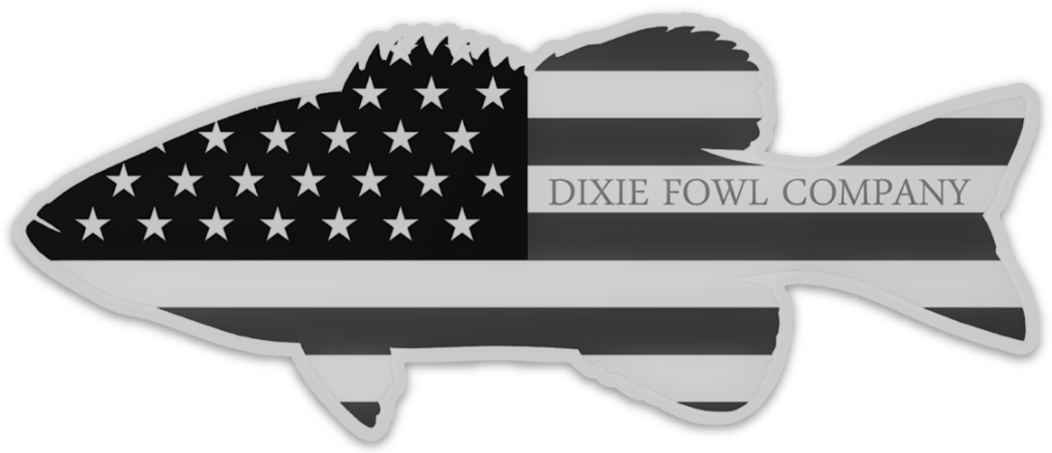 "Old Glory Midnight Bass" - Dixie Fowl Co Decal - 4" x 2" - Dixie Fowl Company - Decal