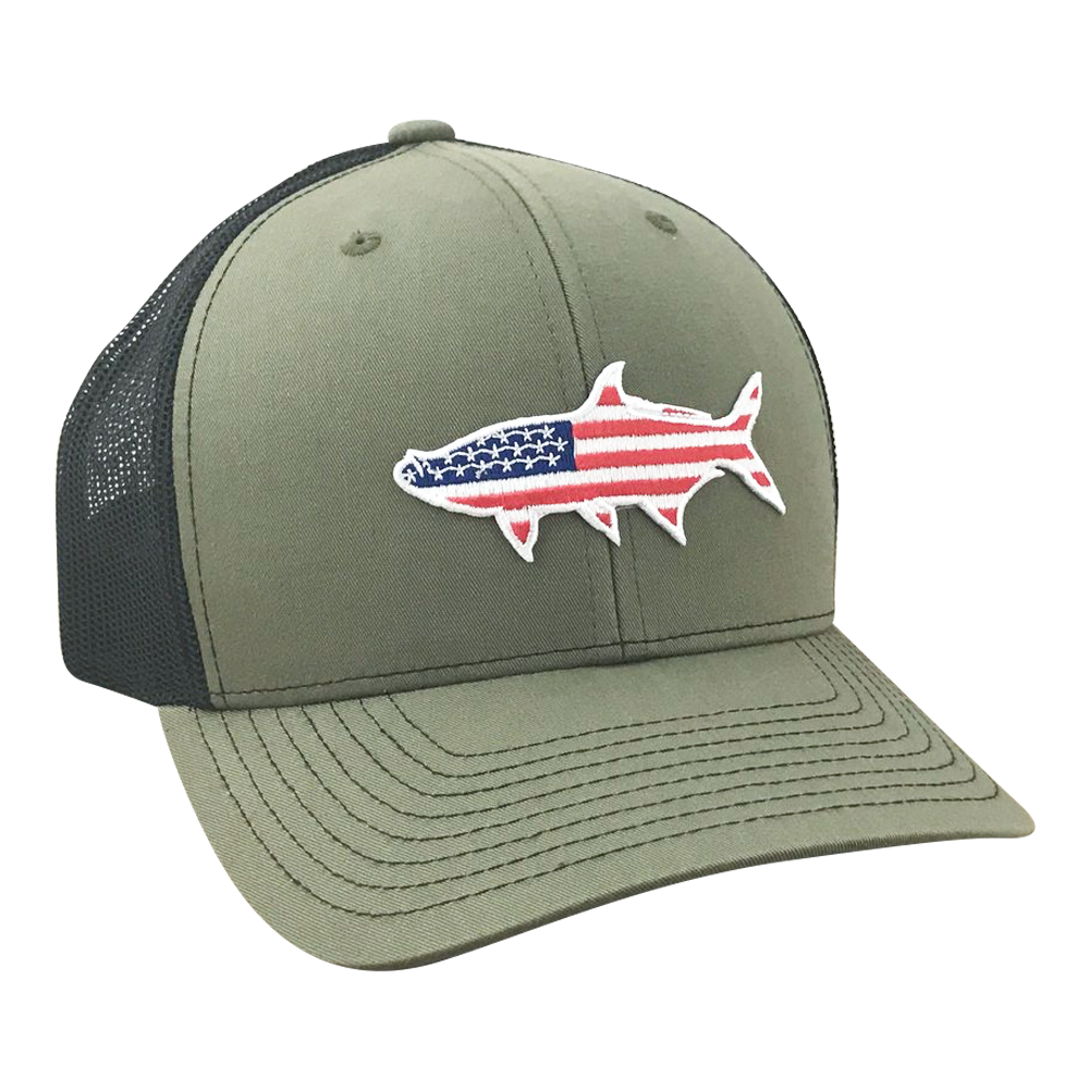 Old Glory American Flag Tarpon - Adjustable Cap - Dixie Fowl Co Loden/Black