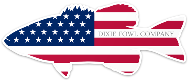 "Old Glory Bass" - Dixie Fowl Co Decal - 4" x 2" - Dixie Fowl Company - Decal