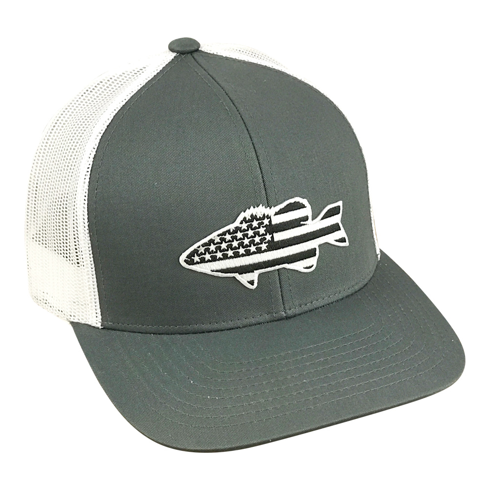 Old Glory American Flag Bass- Adjustable Hat - Dixie Fowl Co Smoke/Black