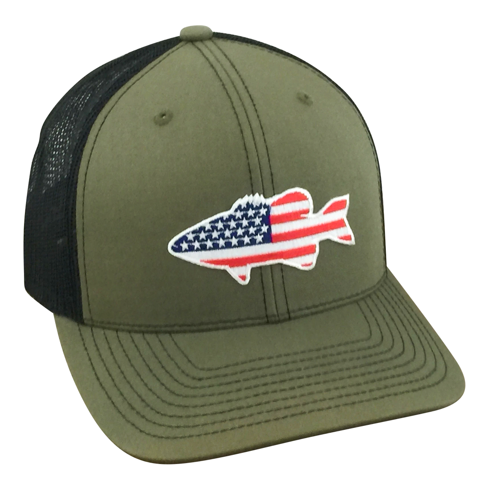 Old Glory American Flag Bass- Adjustable Cap - Dixie Fowl Co Loden/Black