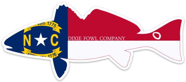 NC Redfish - Dixie Fowl Co Decal - 7" x 3.25" - Dixie Fowl Company - Decal