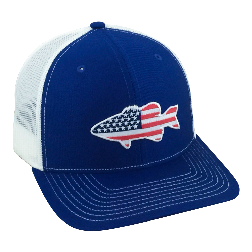 american flag fishing pole hat Old Glory American Flag Bass- Adjustable Cap