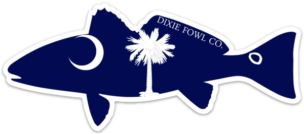 SC Redfish - Dixie Fowl Co Decal - 7" x 3.25" - Dixie Fowl Company - Decal
